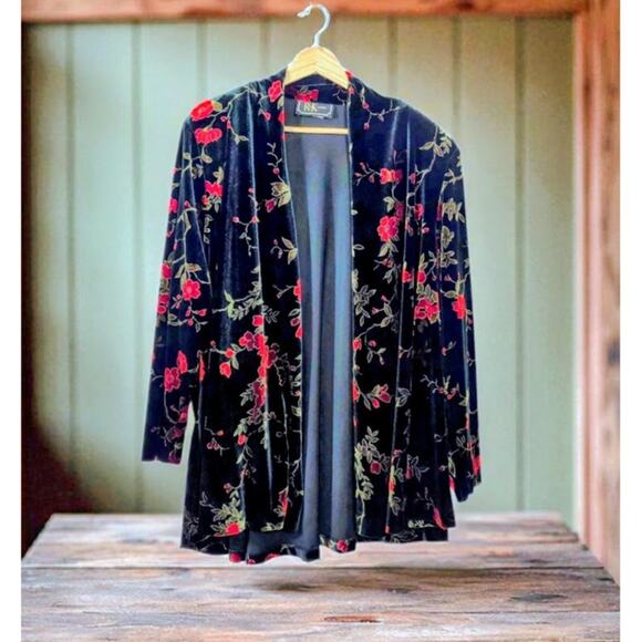 Vintage R & K Evening Velvet Floral Jacket - Picture 1 of 5